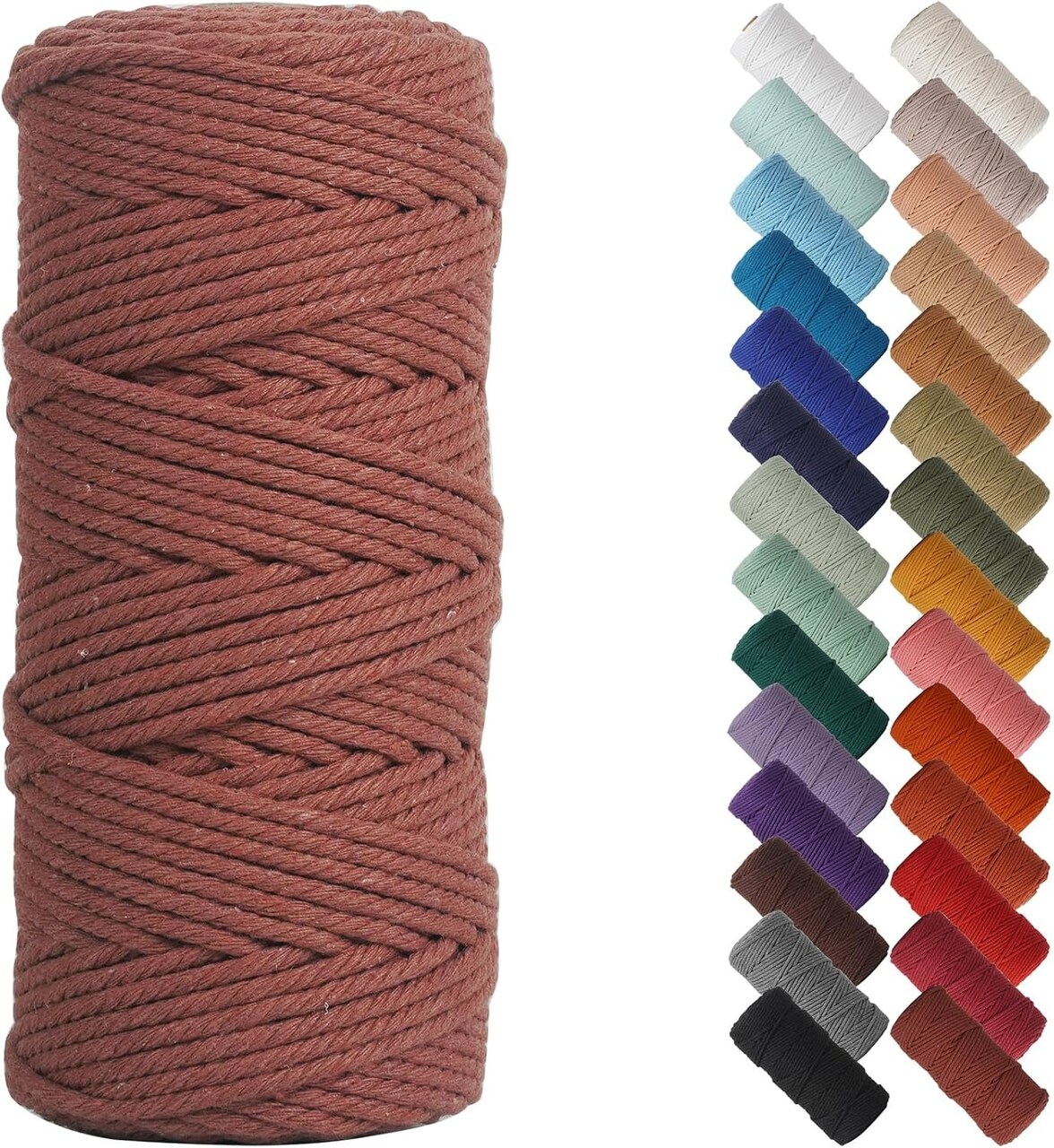 3mm x 109 Yards Natural Macrame Cord, Beige Cotton Rope for Wall Hangings, Plant Hangers, DIY Crafts & Knitting